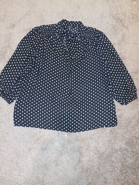 Black Polka Dot Tie-Neck Blouse Size:M